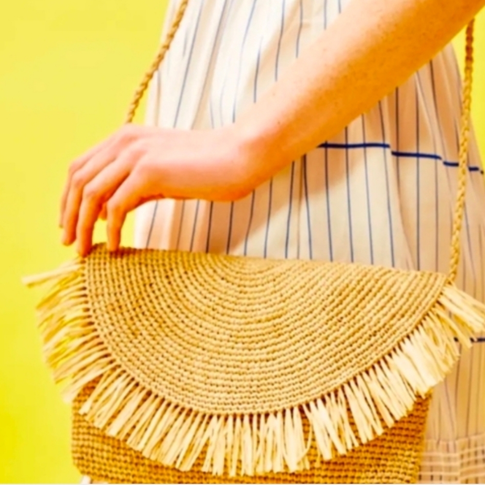 Beige Fringe Crossbody Bag
